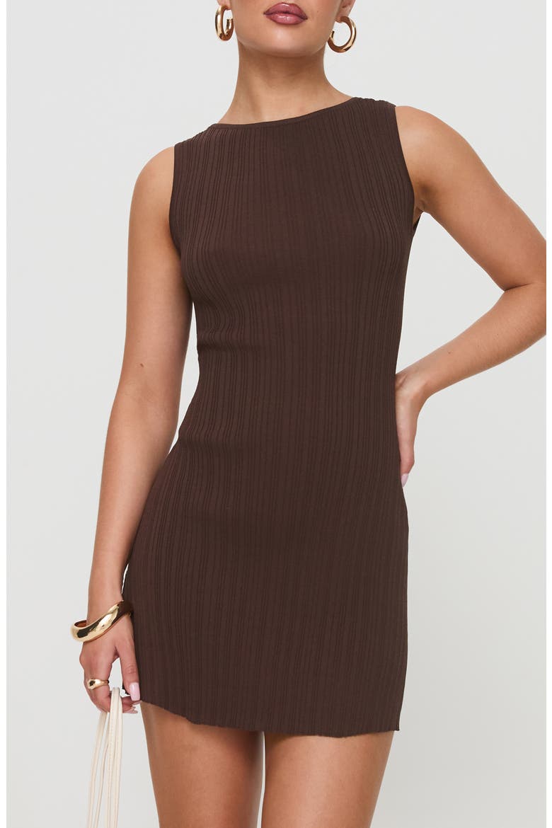 Mayok Open Back Rib Minidress, Main, color, BROWN