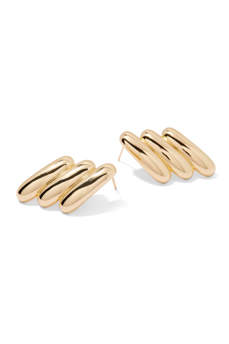 Harper Curve Statement Stud Earrings, Alternate, color, GOLD