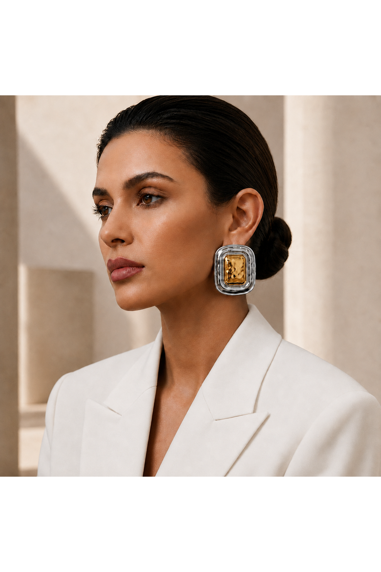 Blair Gold Square Earrings, Alternate, color, Gold & Silver