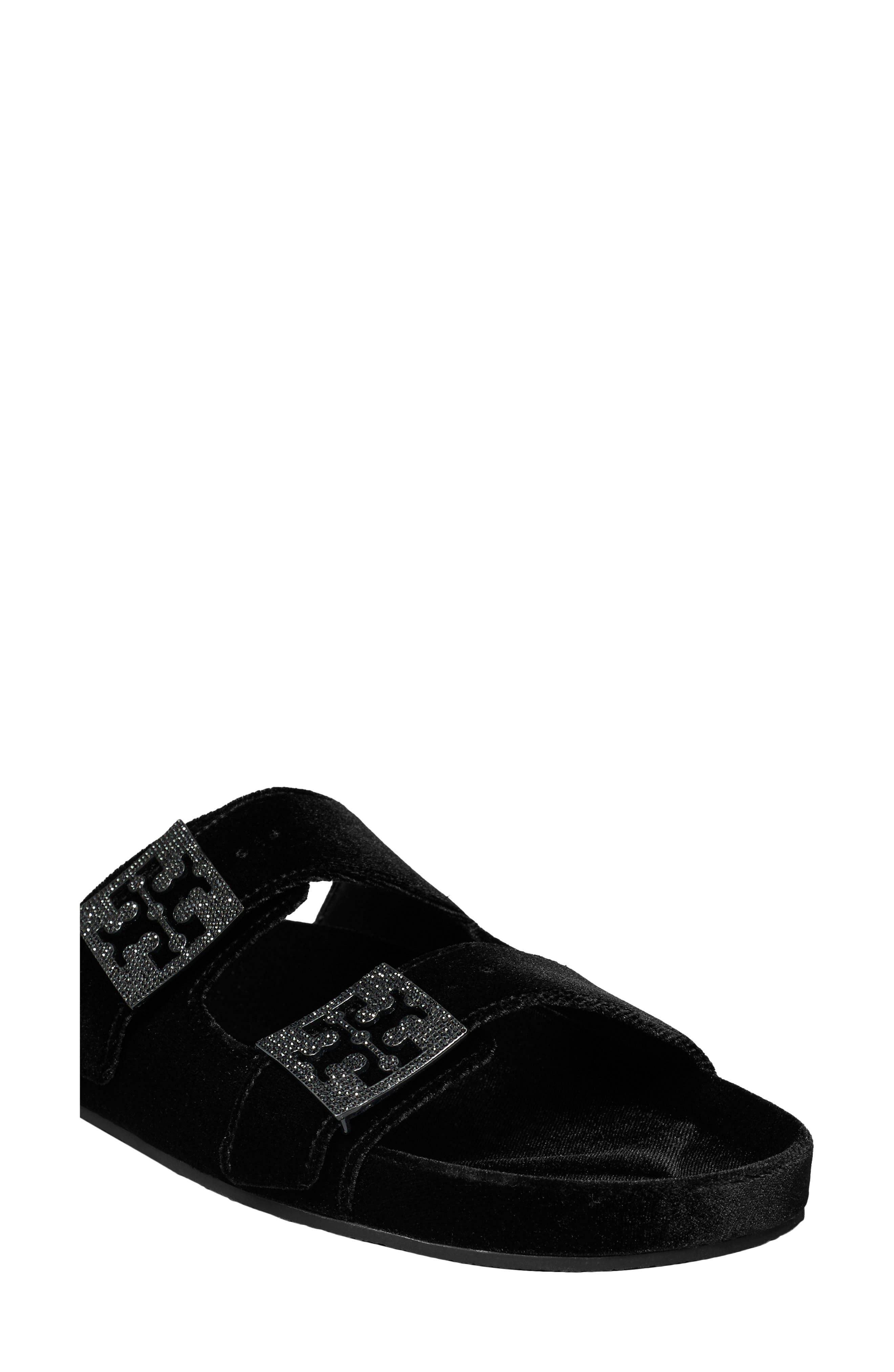 Tory Burch Mellow Pavé Slide Sandal, Alternate, color, Perfect Black / Jet