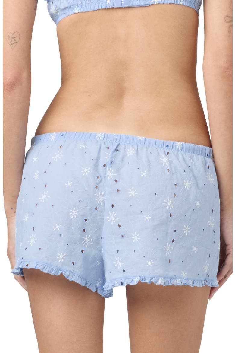Eyelet Tie Waist Organic Cotton Shorts, Alternate, color, BLUE/ JET STEAM