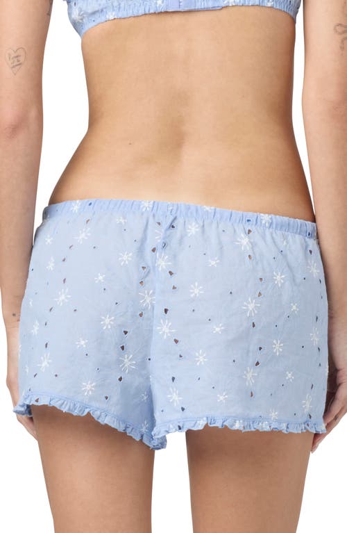Florence By Mills Eyelet Tie Waist Organic Cotton Shorts In Blue/jet Steam