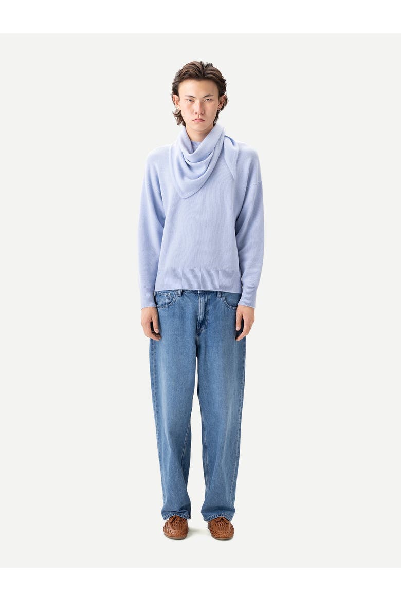 Triangular Cashmere Scarf, Alternate, color, cashmere blue