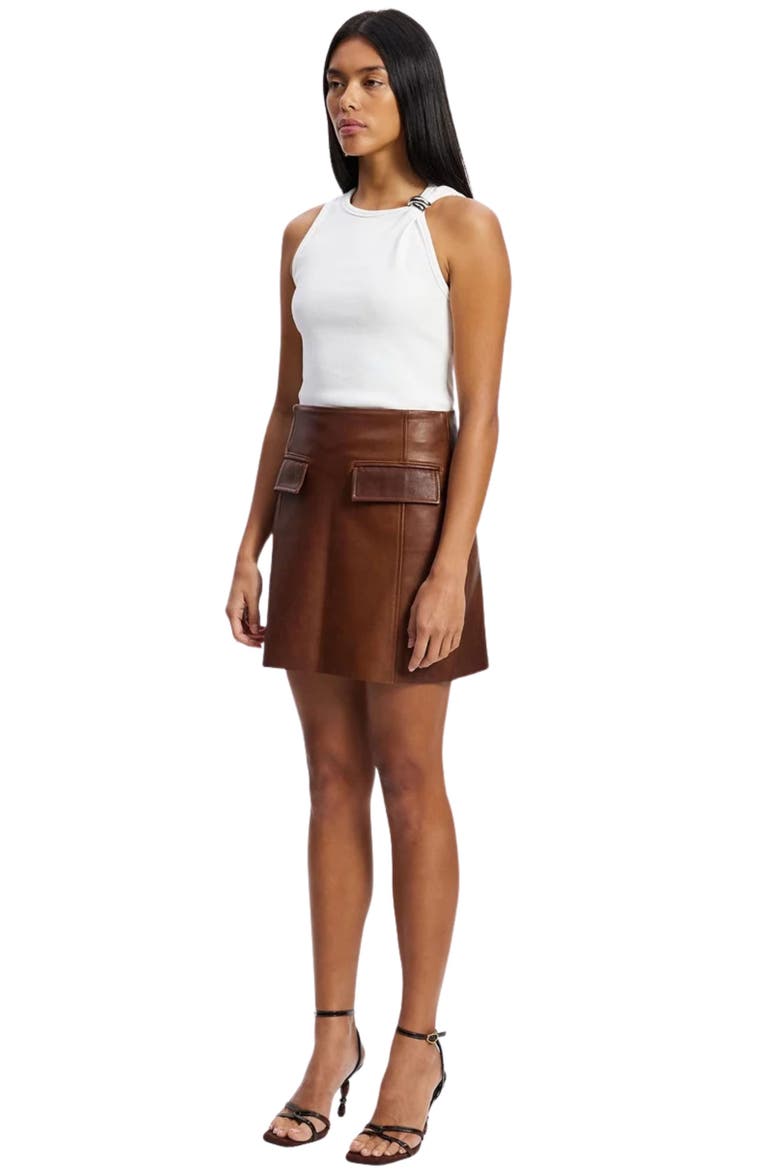 Delmar Leather A-Line Skirt, Alternate, color, Vintage Chocolate