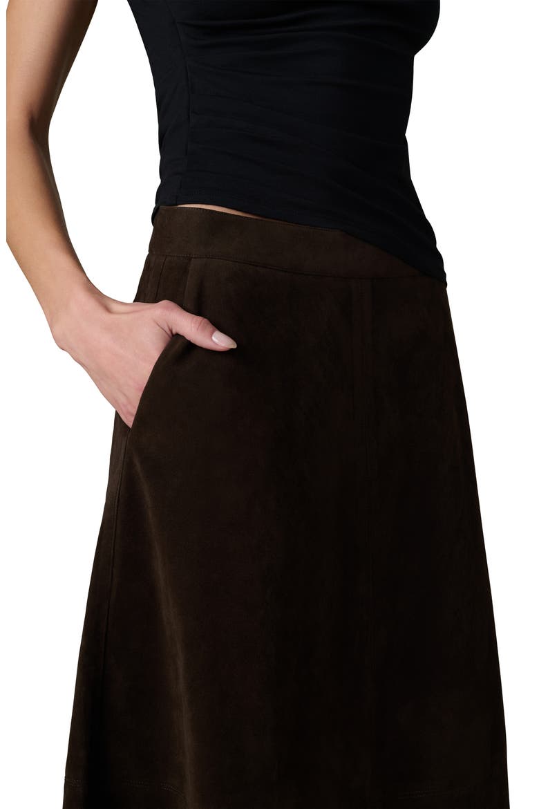 Tavi Faux Suede Midi Skirt, Alternate, color, DARK CHOCOLATE