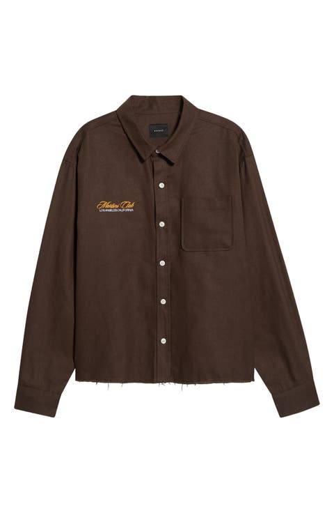 Embroidered Cotton Canvas Button-Up Shirt