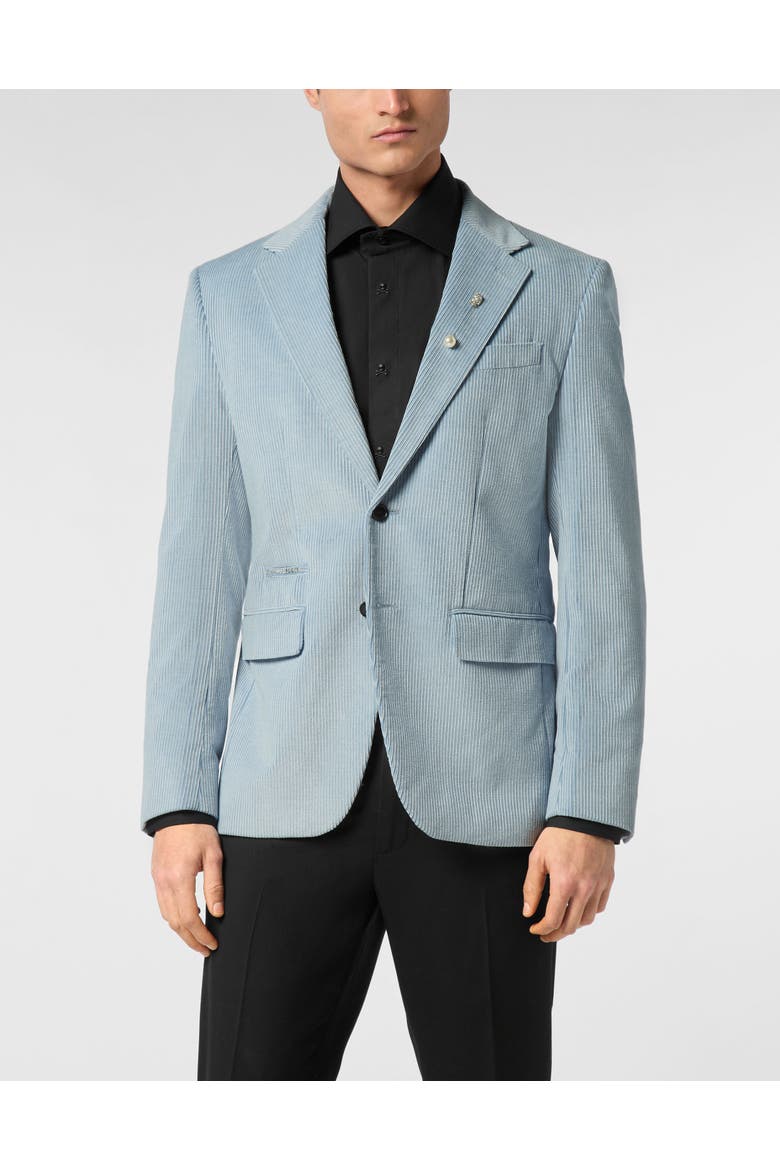 Velvet Gabardine Blazer Flicky Fit Men, Main, color, lightblue