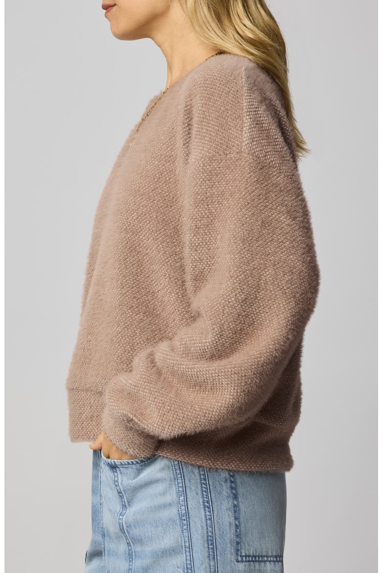Fallon Fuzzy Crewneck Sweater, Alternate, color, MACCHIATO BROWN