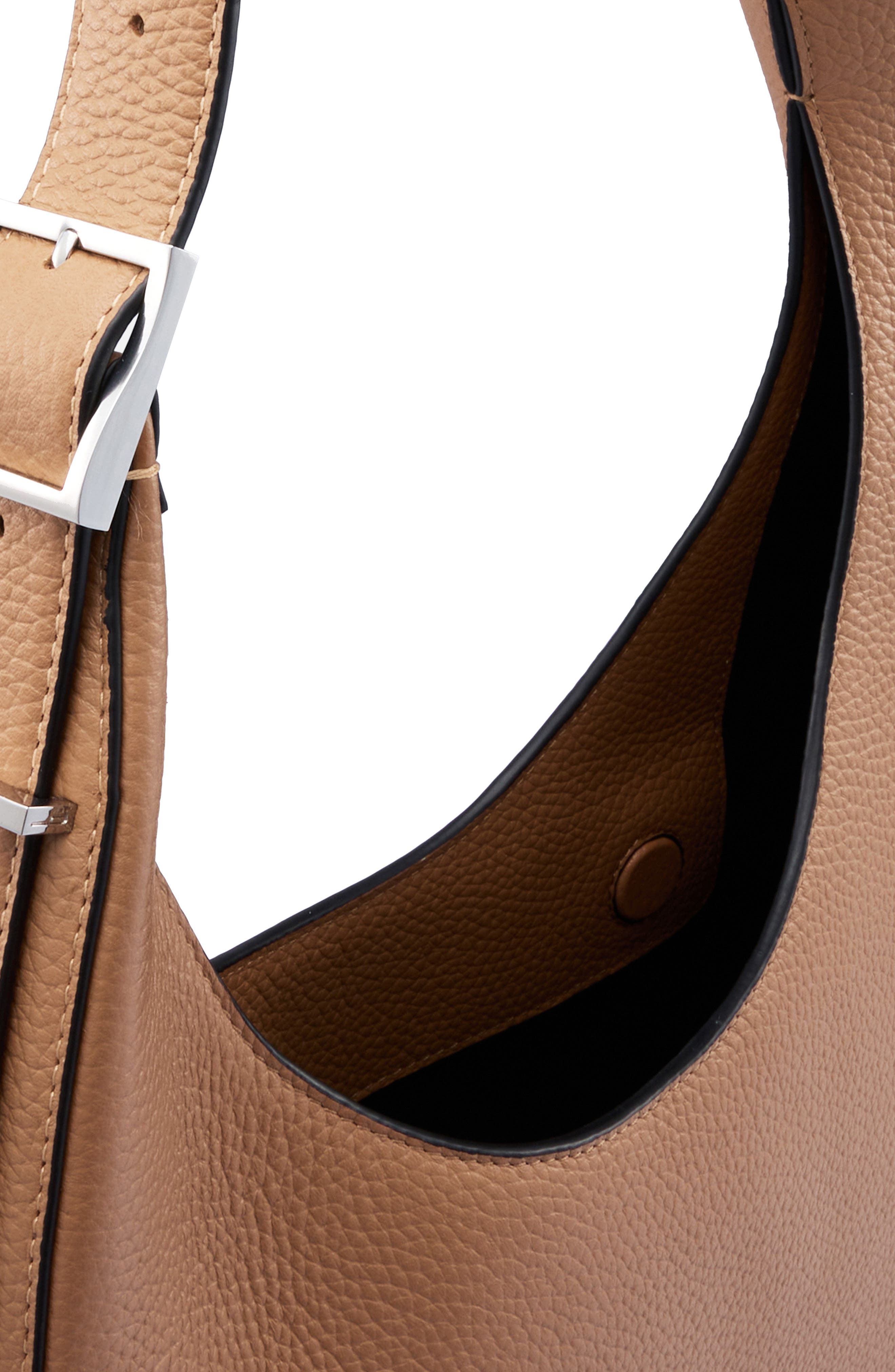Ina Medium Pebbled Leather Crescent Bag, Alternate, color, ALMOND