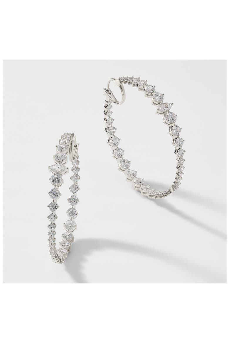 Leah Statement Hoop Earrings, Alternate, color, RHODIUM
