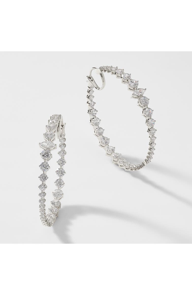 Nadri Leah Statement Hoop Earrings, Alternate, color, Rhodium