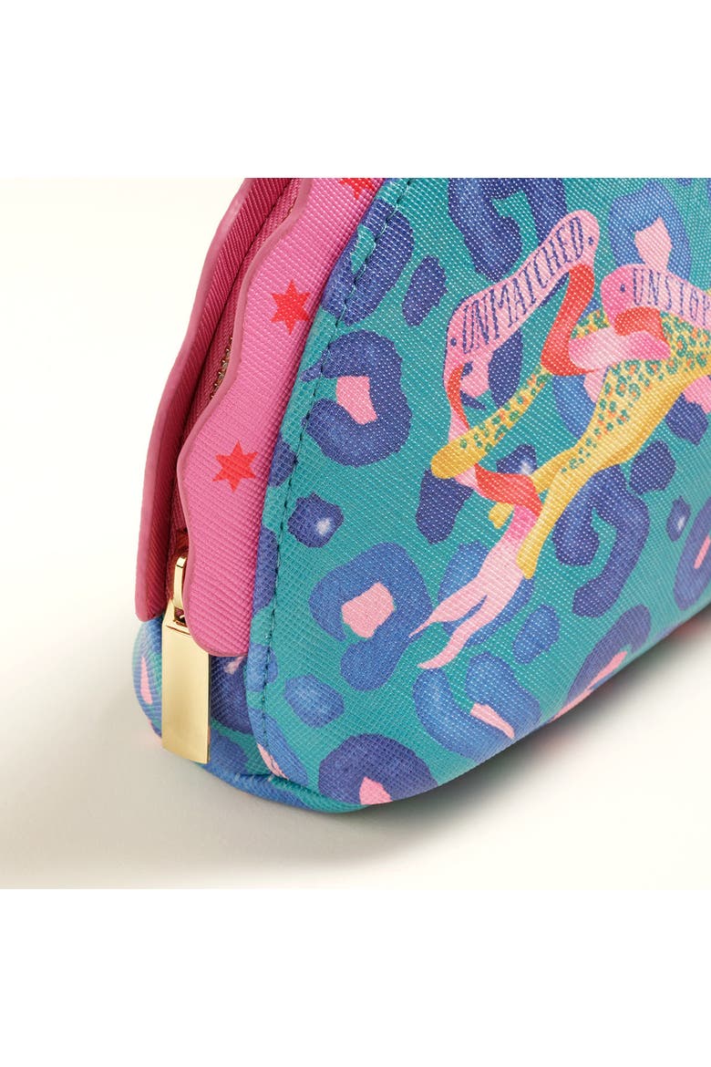 Meilin Makeup Bag 8" x 3" Travel Essential, Alternate, color, Blue - Pink