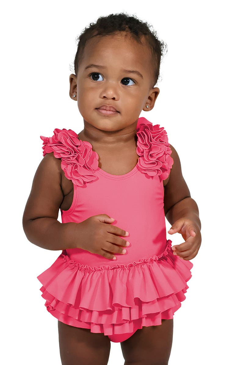 Habitual Tiered Ruffle Skirted One-Piece Swimsuit, Alternate, color, Pink