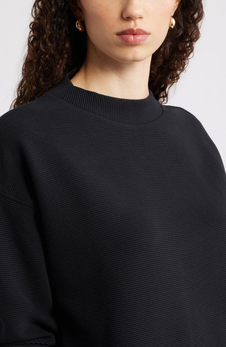 Caslon<sup>®</sup> Ottoman Knit Mock Neck Sweatshirt, Alternate, color, Black