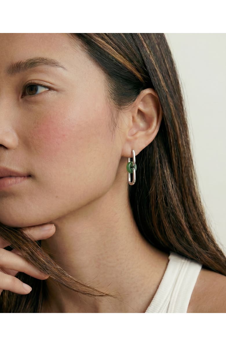 seree Della Convertible link small silver jade earrings, Alternate, color, Bright Green