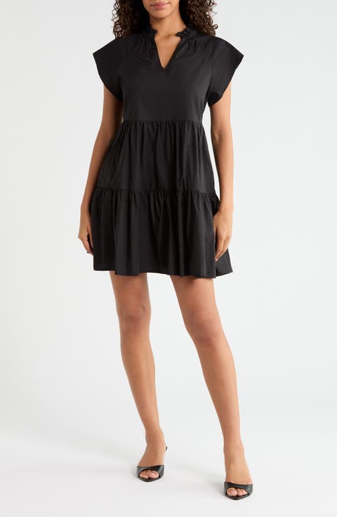 Janelly Tiered Cotton Poplin Minidress