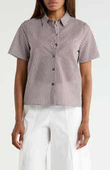 Striped Short Sleeve Button-Down Shirt