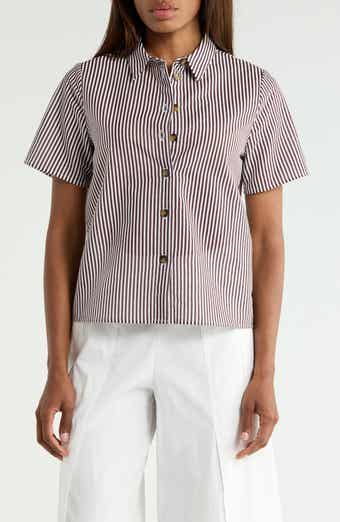 Striped Short Sleeve Button-Down Shirt