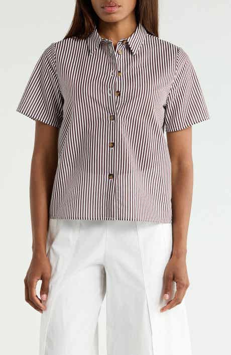 Striped Short Sleeve Button-Down Shirt