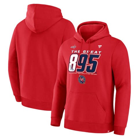 Men's Fanatics Alexander Ovechkin Athletic Red Washington Capitals NHL All-Time Leading Goal Scorer The Great 895 Pullover Hoodie