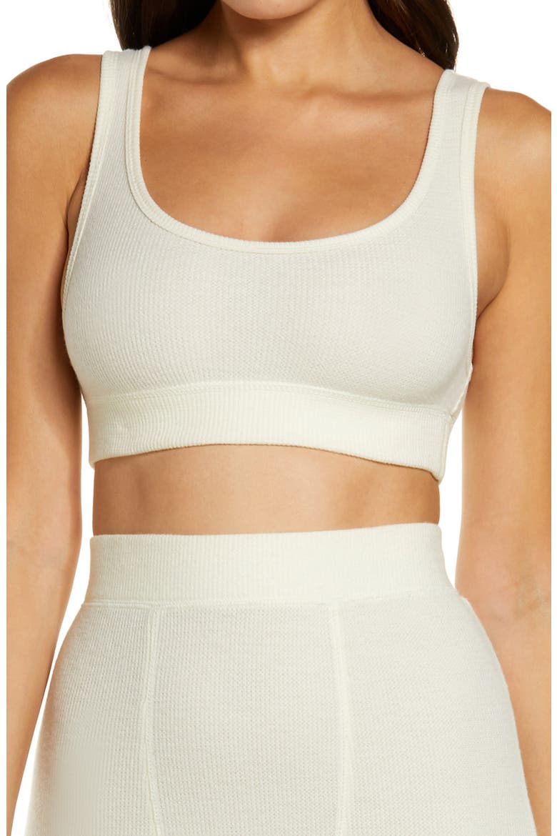 Waffle Scoop Bralette, Main, color, BONE