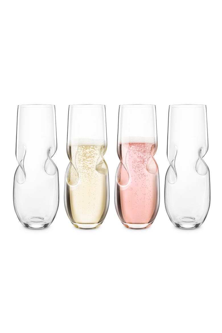Bubbles Sparkling Wine / Champagne Stemless Glasses - Set of 4, Main, color, Clear