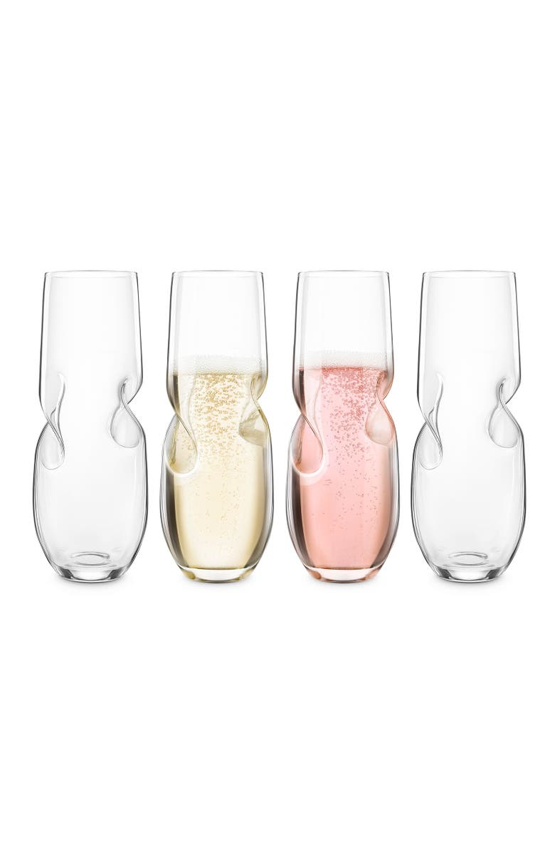 FINAL TOUCH Bubbles Sparkling Wine / Champagne Stemless Glasses - Set of 4, Main, color, Clear