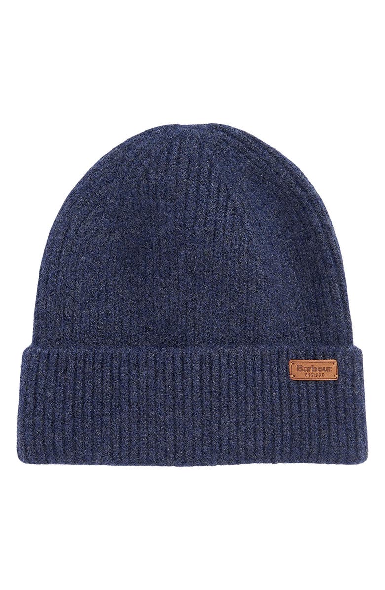 Barbour Pendle Cuff Beanie, Main, color, Navy