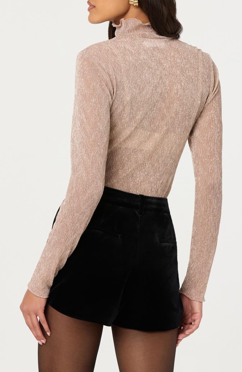 ASTR the Label Kyra Metallic Mock Neck Shirt, Alternate, color, Champagne