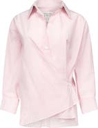 TWP Newest Earl Stripe Wrap Front Cotton Button-Up Shirt