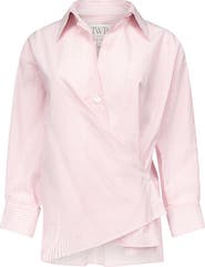 TWP Newest Earl Stripe Wrap Front Cotton Button-Up Shirt