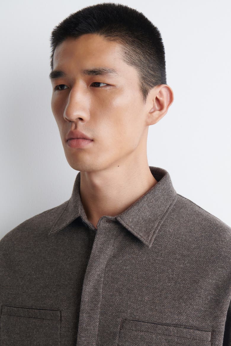 Relaxed Mélange Jersey Overshirt, Alternate, color, GRAY-BROWN MÉLANGE