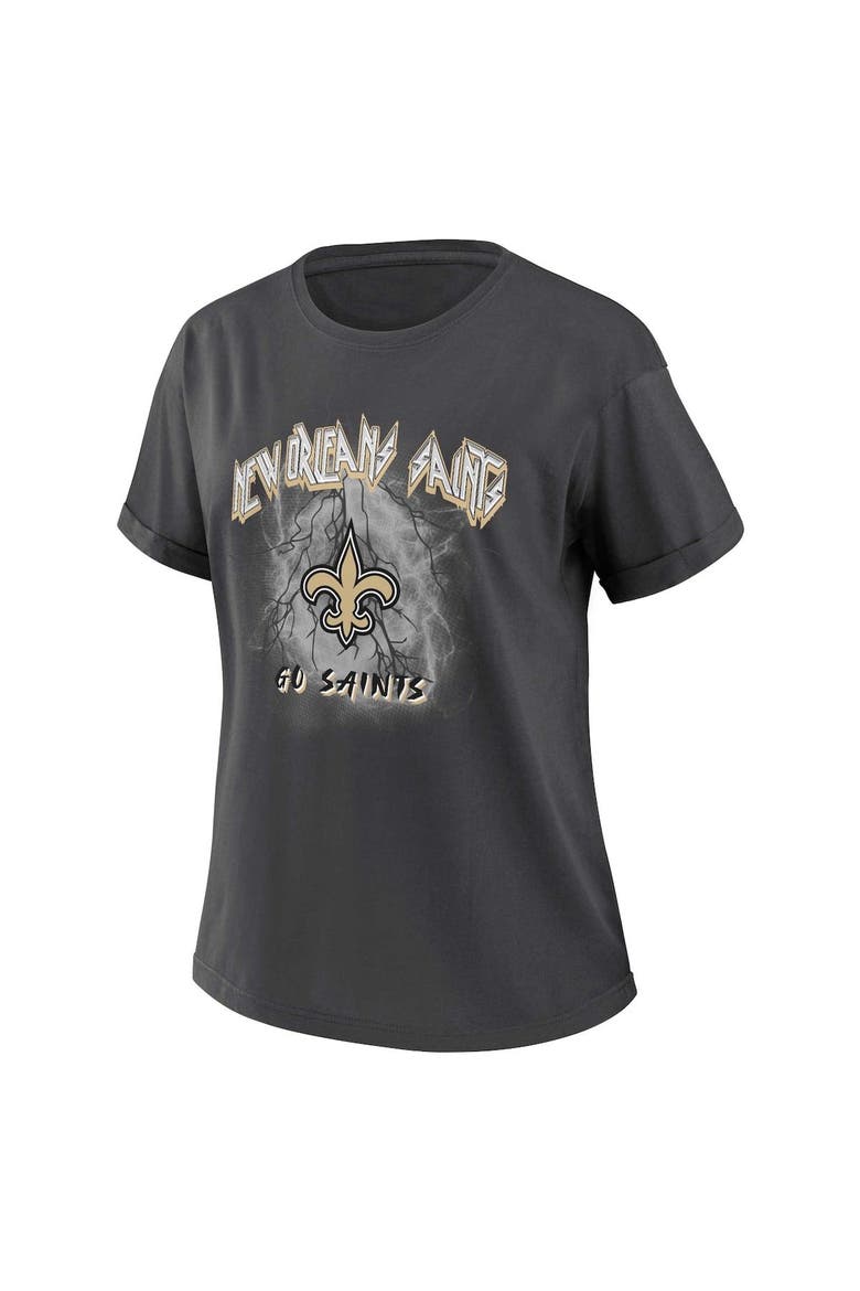 Women's WEAR by Erin Andrews Charcoal New Orleans Saints Boyfriend T-Shirt, Alternate, color, Charcoal