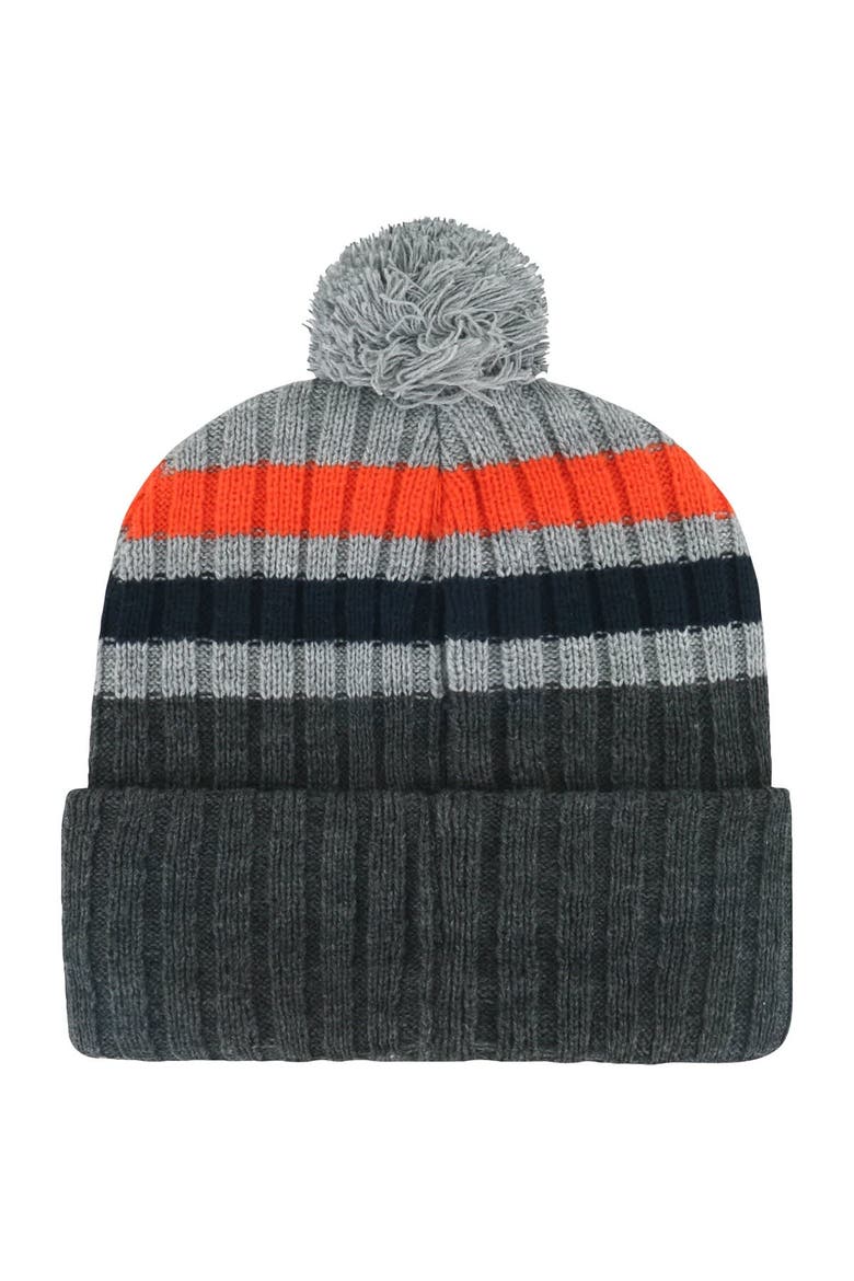 Men's '47 Charcoal Auburn Tigers Stack Striped Cuffed Knit Hat with Pom, Alternate, color, Charcoal