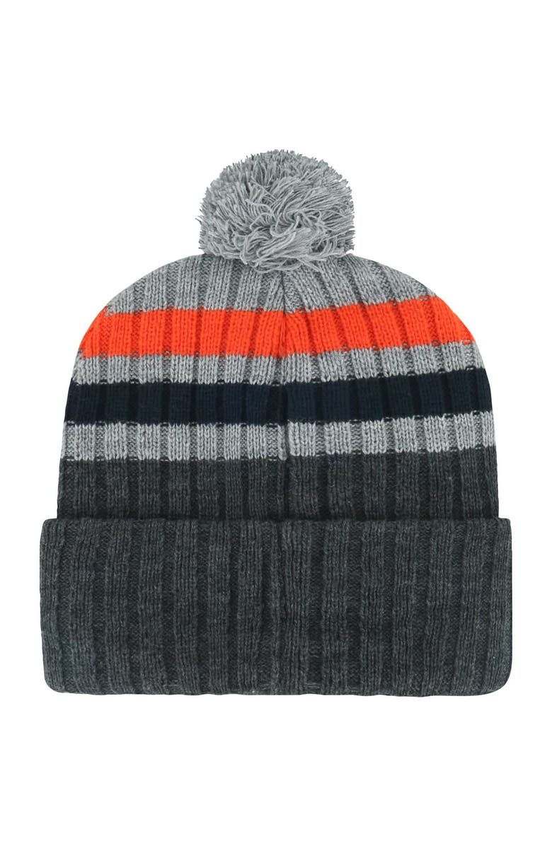 '47 Men's '47 Charcoal Auburn Tigers Stack Striped Cuffed Knit Hat with Pom, Alternate, color, Charcoal