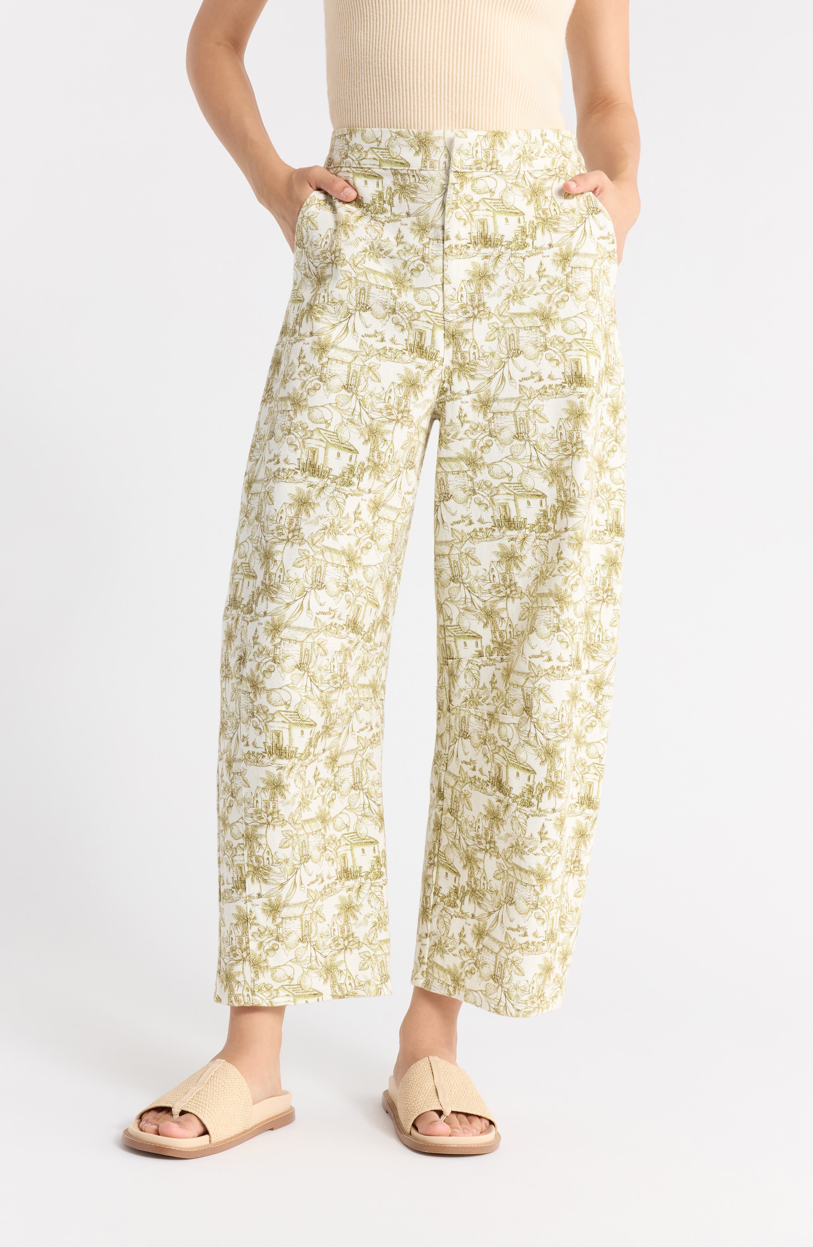 selected IVORY OLIVE PALM PRINT