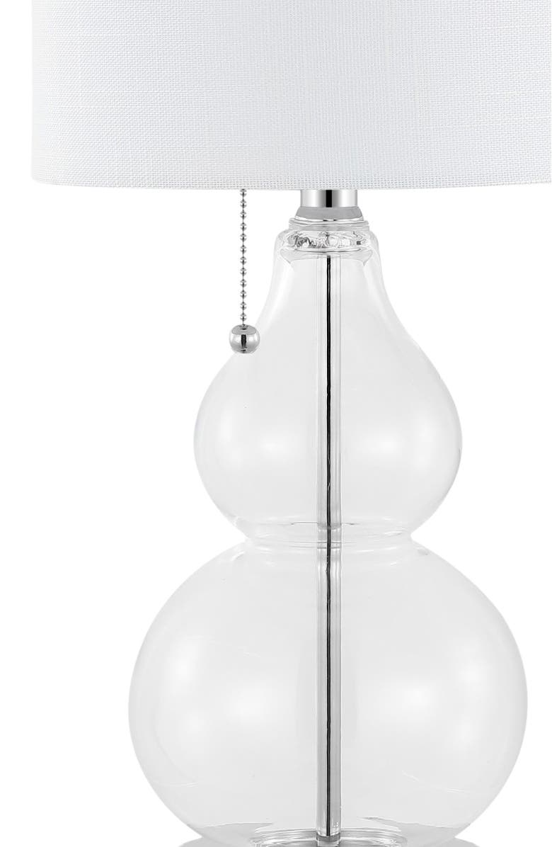 JONATHAN Y Cora 22" Classic Vintage Glass LED Table Lamp with USB Charging Port, Alternate, color, Chrome/Clear