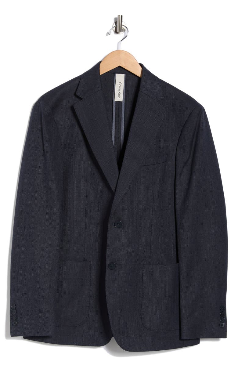 Calvin Klein Two Button Chevron Suit Jacket, Main, color, Blue