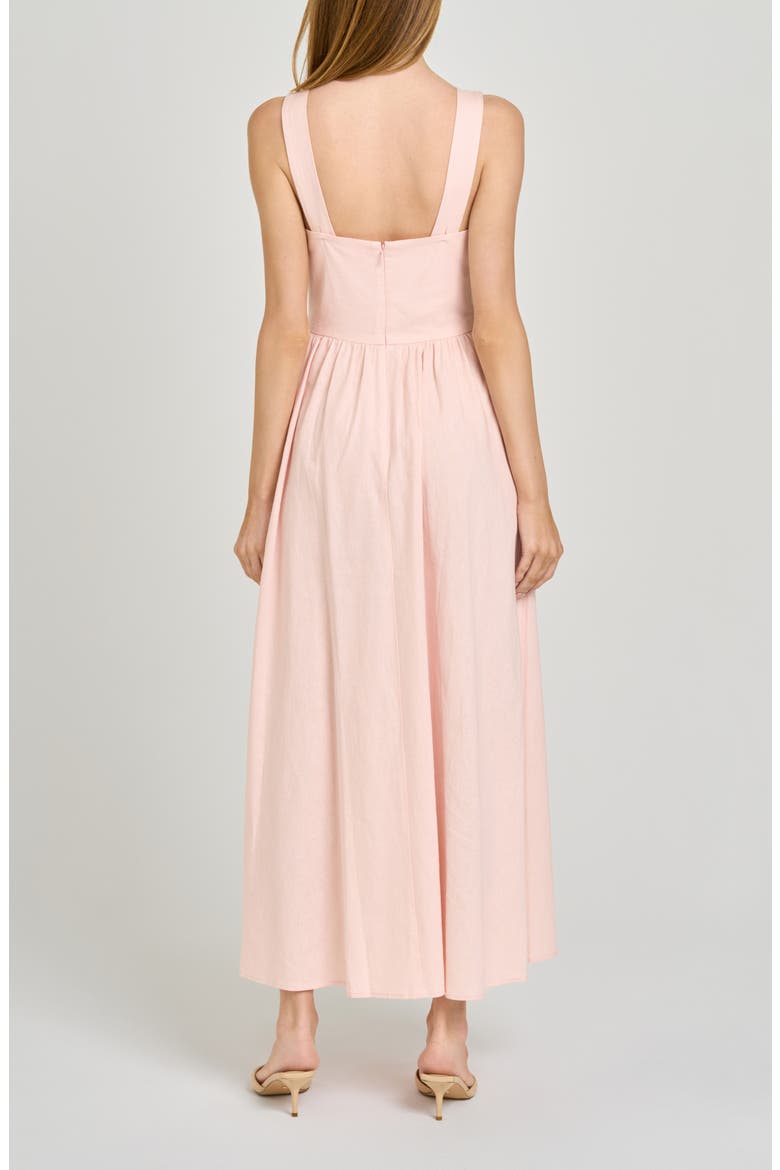 Vivia Plunge Neck Drop Waist Midi Dress, Alternate, color, BLUSH