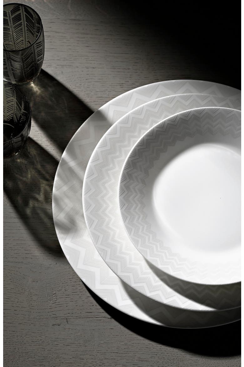 Oval Dish ZIG ZAG  White diam. 14", Alternate, color, White