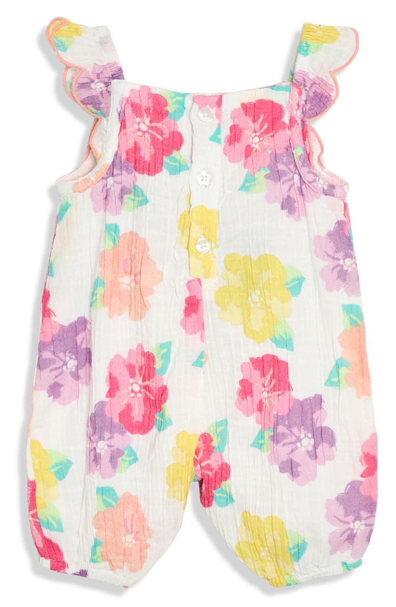JOJO MAMAN BEBE Floral Smocked Romper, Alternate, color, Pink