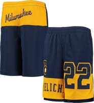 Outerstuff Youth Christian Yelich Navy Milwaukee Brewers Pandemonium Name & Number Shorts