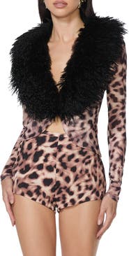 AFRM Nymia Faux Fur Collar Cardigan