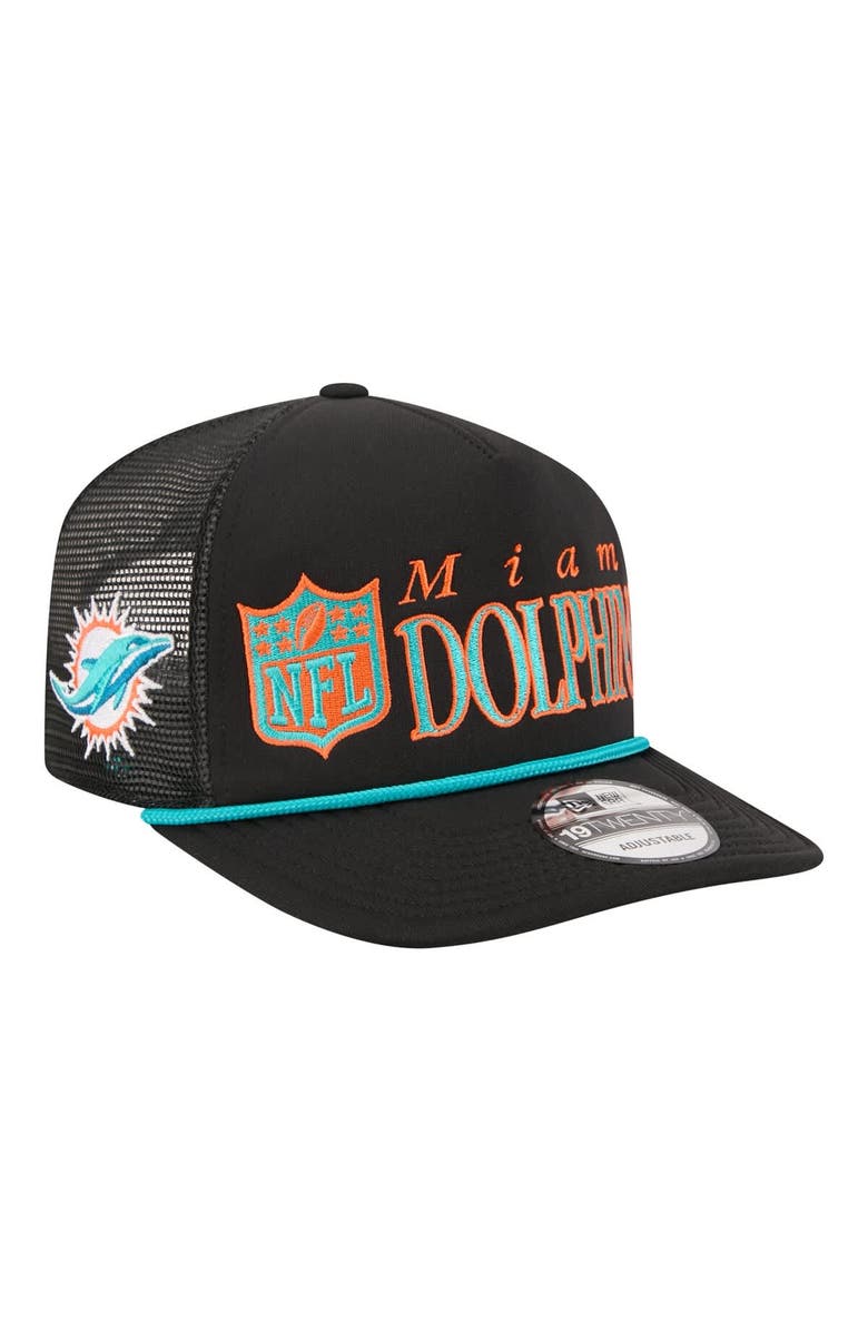 New Era Men's New Era Black Miami Dolphins Throwback Foam 19TWENTY Adjustable Hat, Main, color, Black