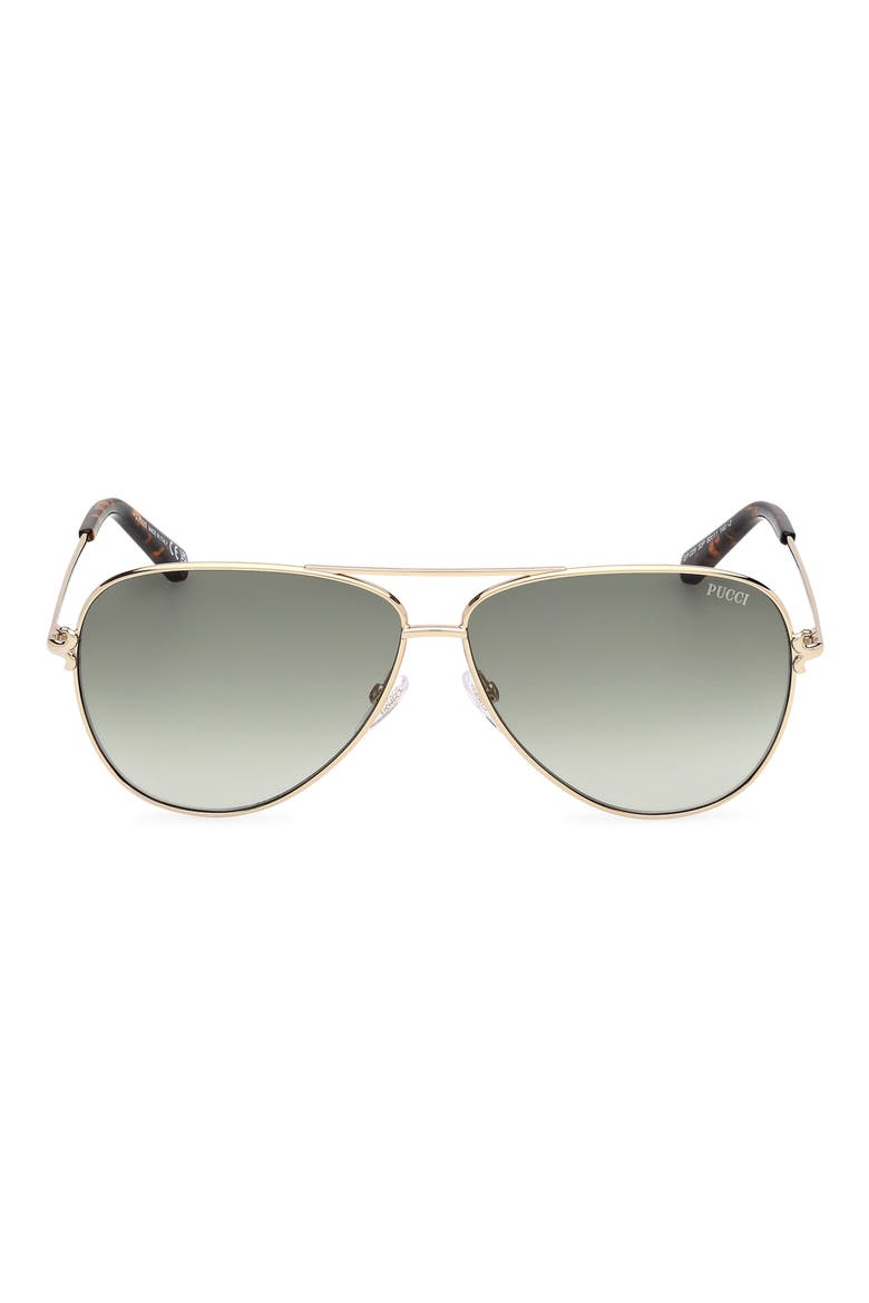 60mm Pilot Sunglasses, Main, color, GOLD/ DARK HAVANA / GRAD GREEN