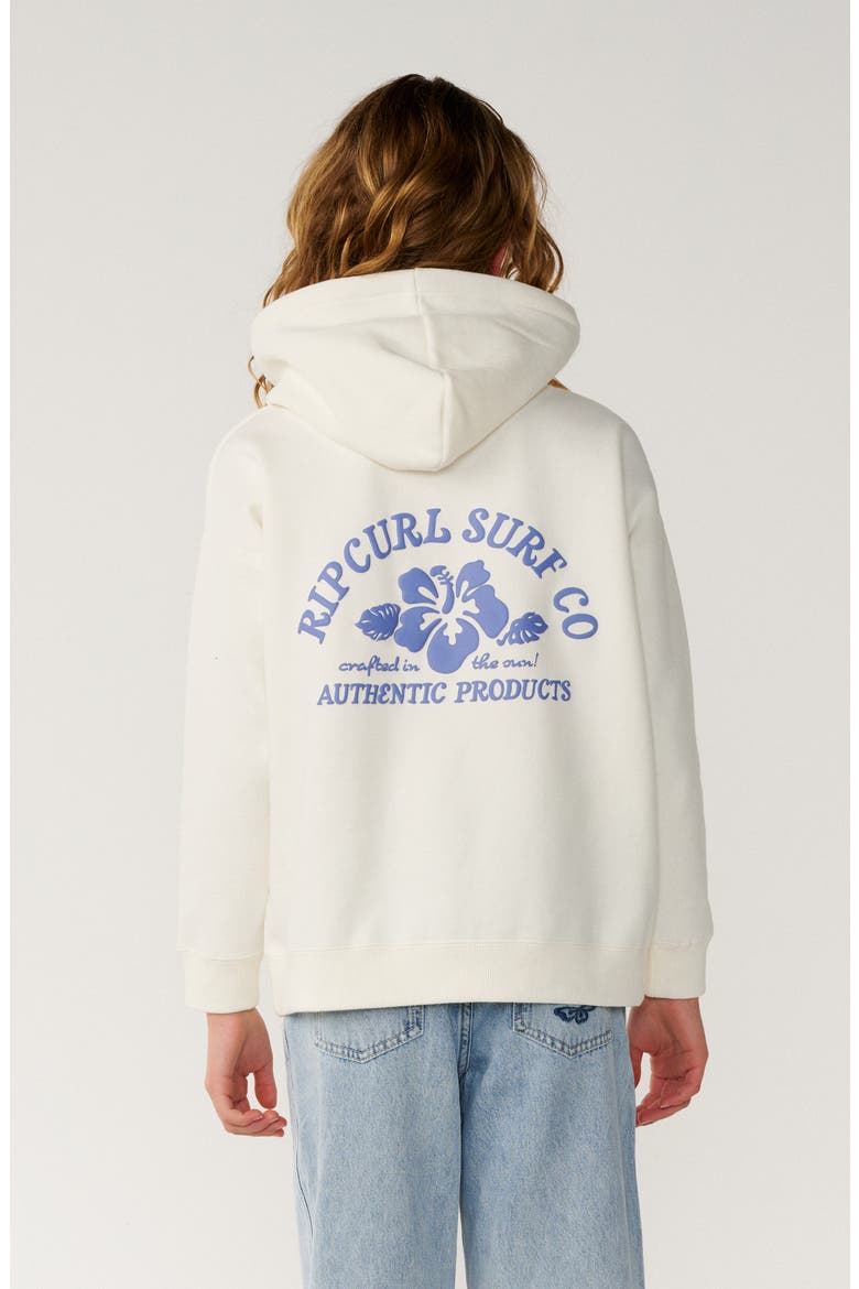 Kids' Surf Puff Logo Fleece Hoodie, Alternate, color, BONE/ BLUE