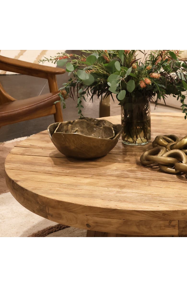 Dovetail Furniture Hudson Antiqued Aluminum Decorative Bowl Set, Alternate, color, Antique Brass