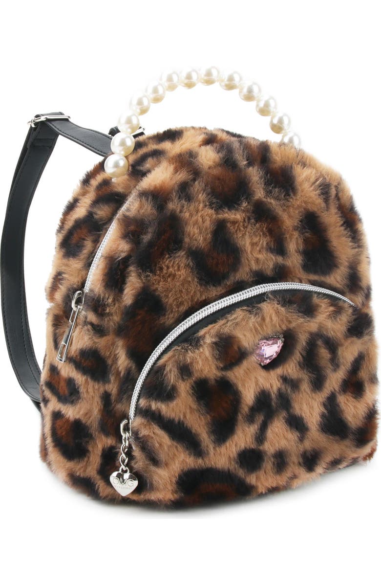 OMG Accessories Kids' Mini Leopard Faux Fur Backpack, Alternate, color, Brown