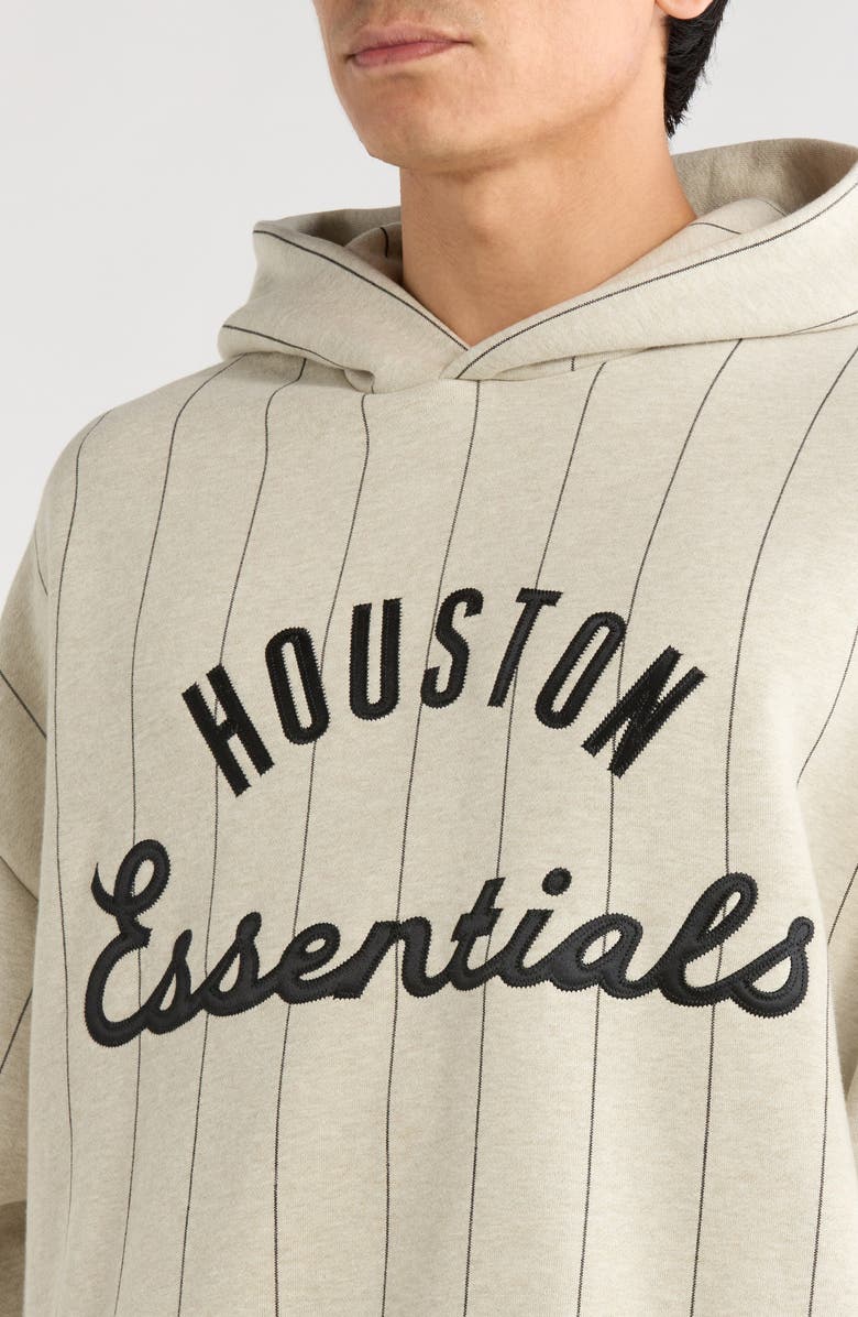Fear of God Essentials x MLB Astros Sport Cotton Blend Graphic Hoodie, Alternate, color, Heather Stone/ Black Stripes