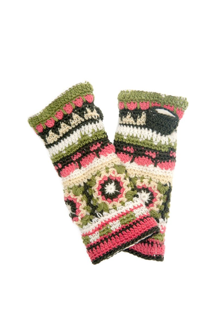 Dreams Crochet Handwarmers, Main, color, Green Combo